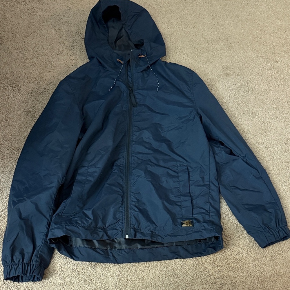 Men's Navy Hooded Windbreaker